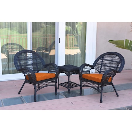 Propation W00211-2-CES016 3 Piece Santa Maria Black Wicker Chair Set; Orange Cushion PR1081420
